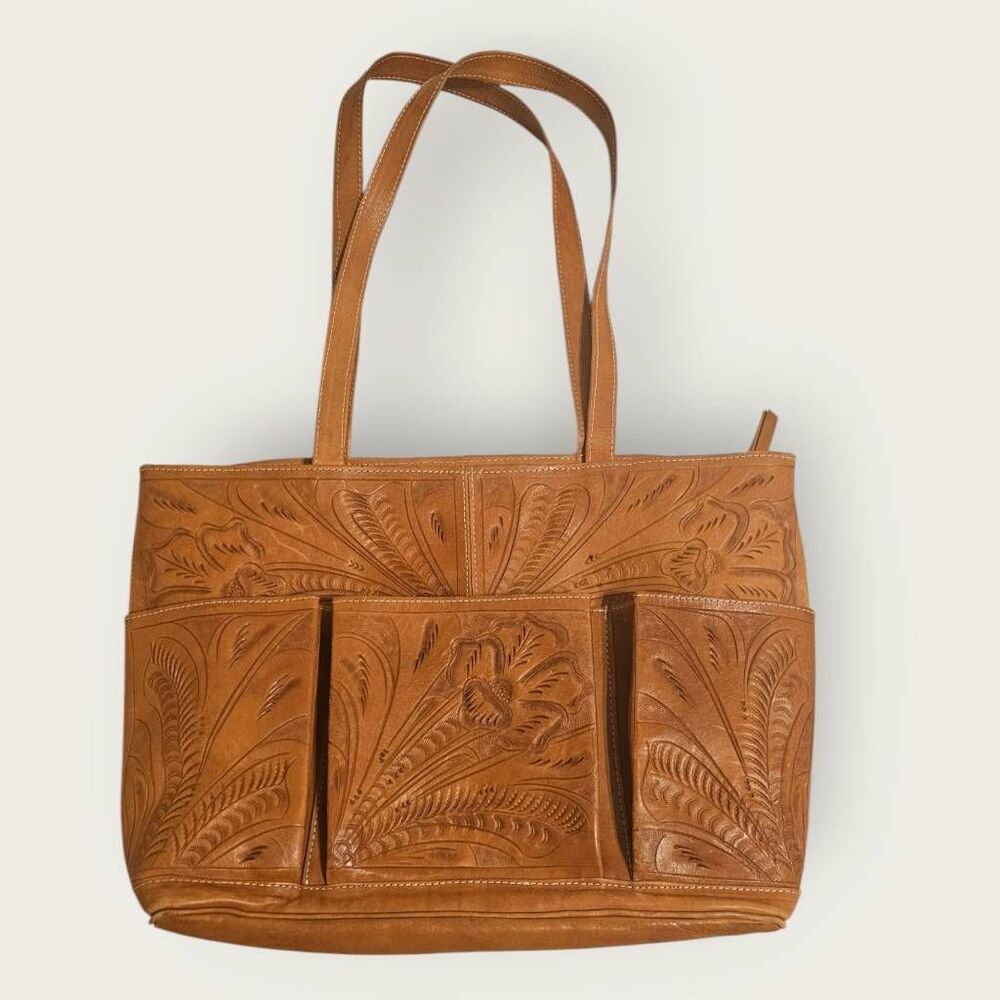 GORGEOUS Floral Embossed Leather Purse - Made in Paraguay
